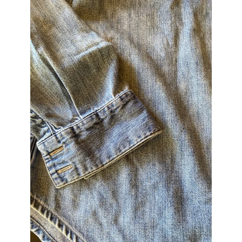 Eddie Bauer Womens Denim Button-Up Shirt L 1Cotton Long Sleeve Casual Vintage 90 - Picture 4 of 5